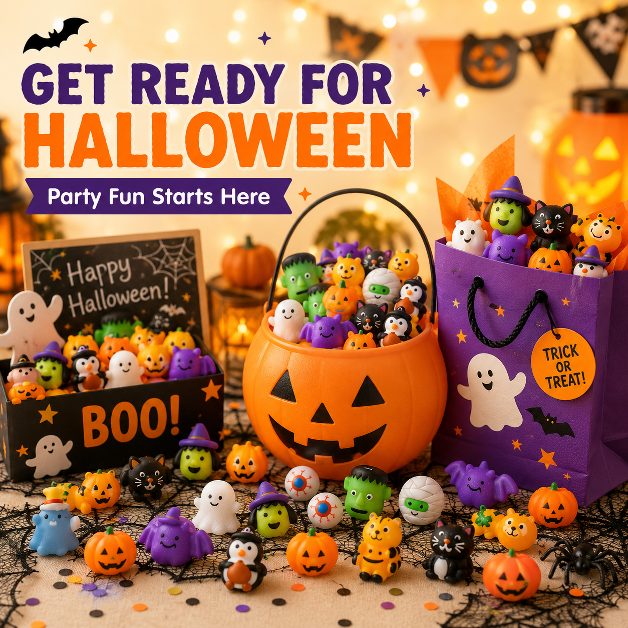 π 100PCS Halloween Mochi Squishy Toys β Cute Sensory Party Favors & Goodie Bag Fillersβ¨