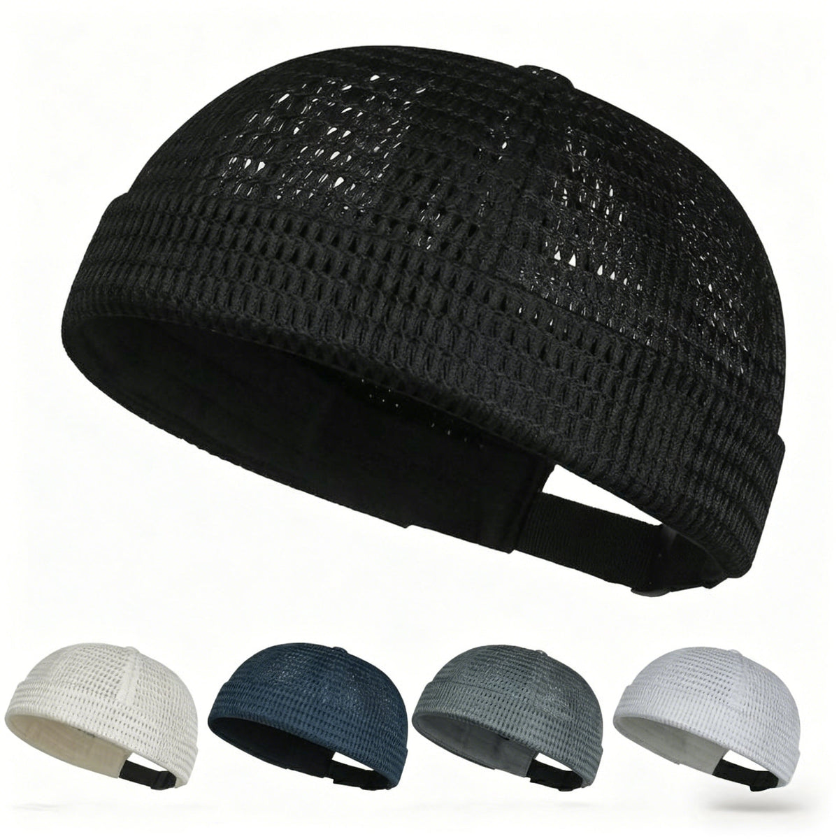 Men’s Breathable Brimless Docker Hat – Lightweight Mesh Skull Cap for Summer Outdoor Wear