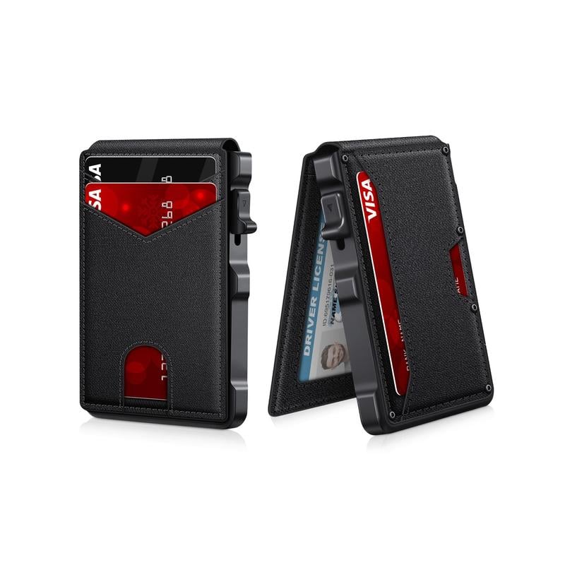 💼🔒Premium Aluminum RFID Blocking Men’s Minimalist Wallet — Pop‑Up Card Holder, Money Clip & ID Window