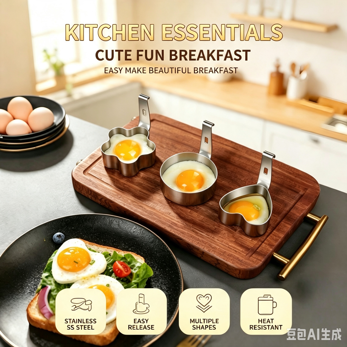 🍳 Stainless Steel Egg Poacher Cup – Hanging Pan Egg Cooker for Perfect Round Eggs