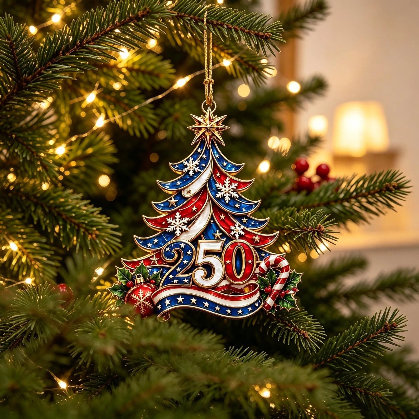 🎄us 250th Anniversary Christmas Ornament, Patriotic Holiday Tree Decoration Keepsake Gift
