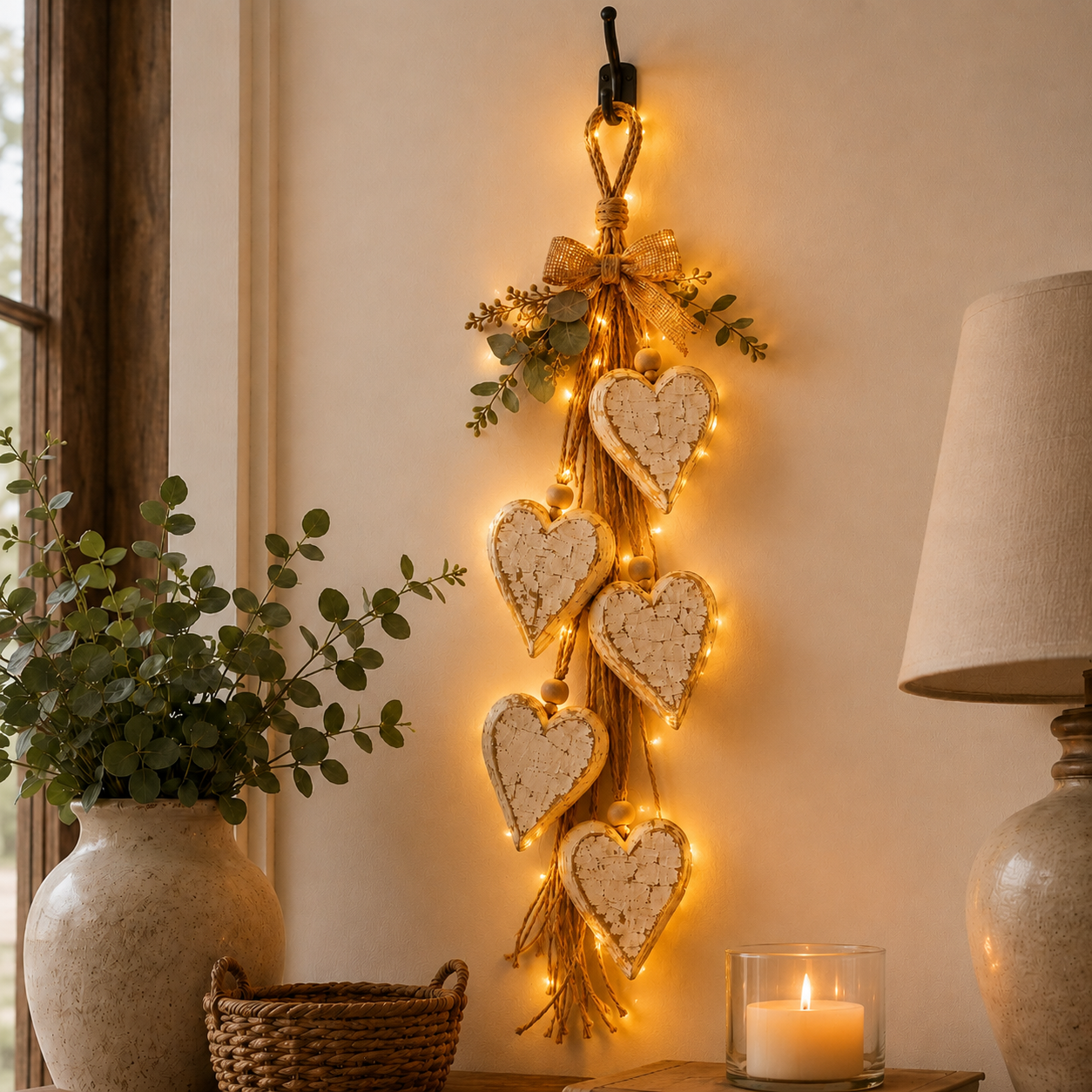 🤎 Hanging Heart Wall Decor | Romantic Heart‑Shaped Wall Hanging Ornament