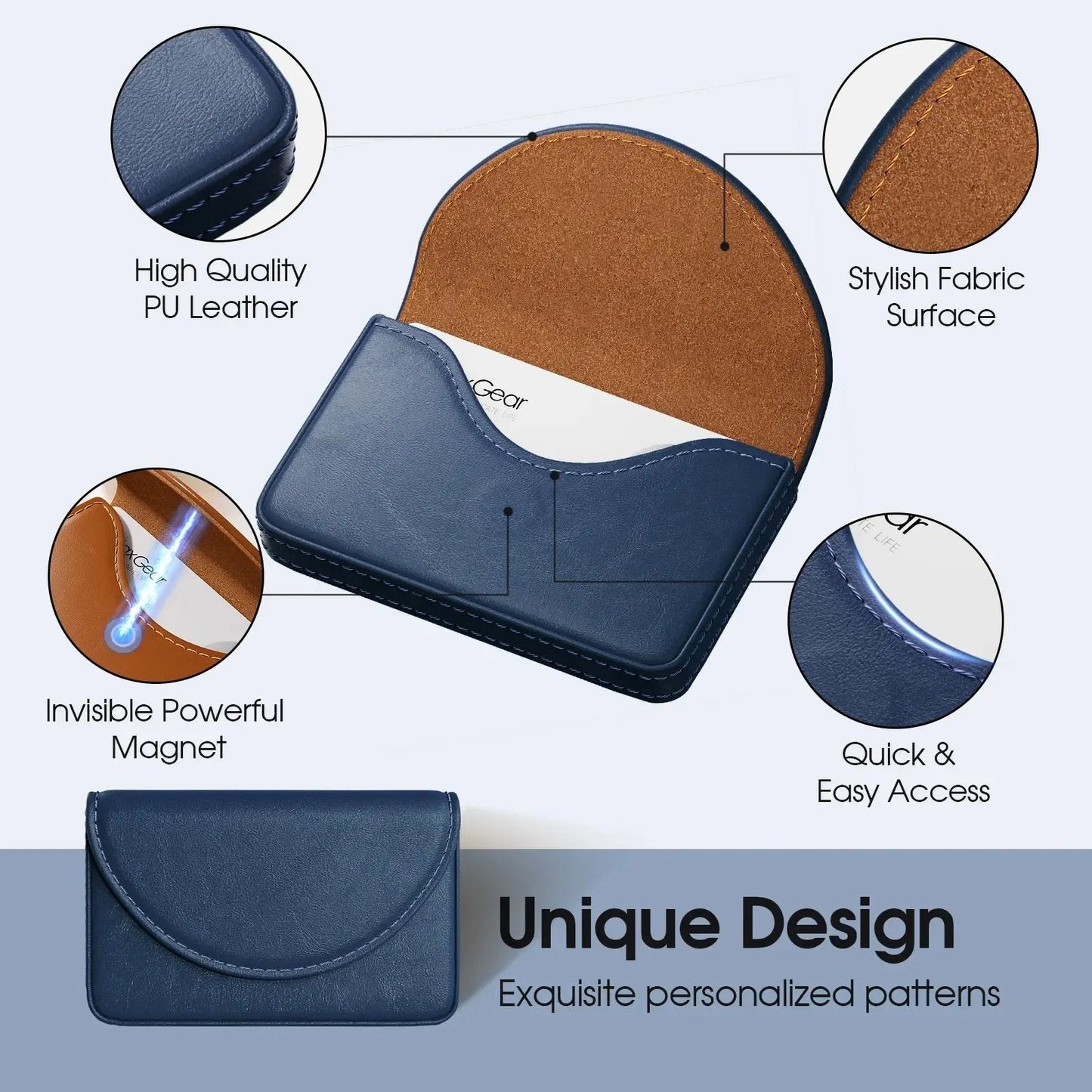💼  PU Leather Business Card Holder – Slim Magnetic Name Card Case