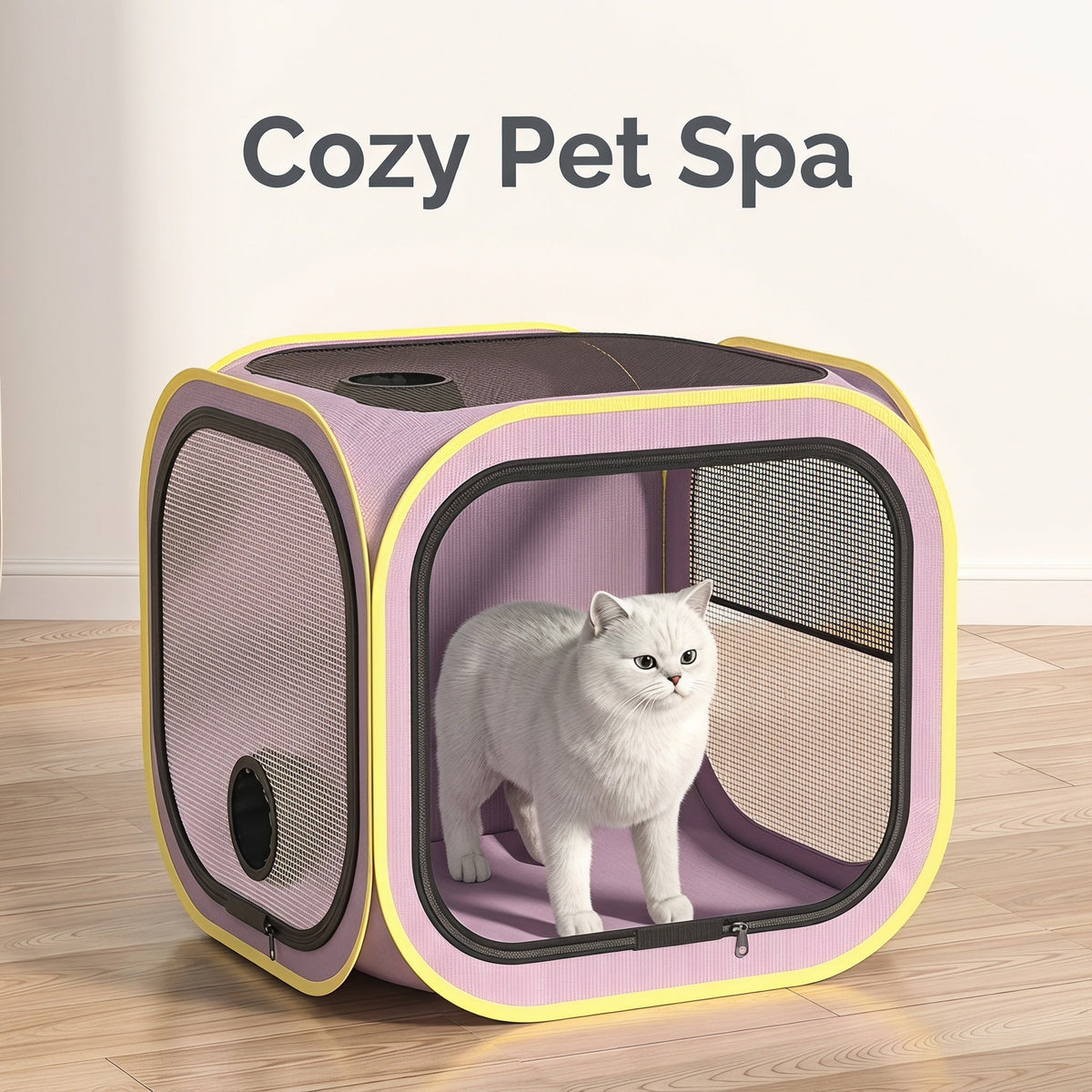 Foldable Dual-Vent Pet Dryer Box, Scratch Resistant Pet Drying Cage, Portable Pet Blow Dryer Tent for Home Bath Grooming SPA for Cats and Dogs