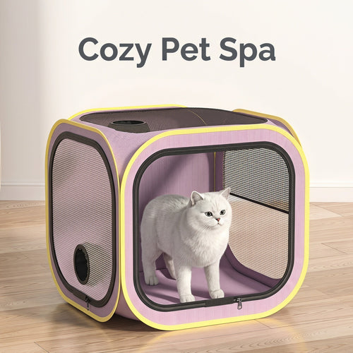 Foldable Dual-Vent Pet Dryer Box, Scratch Resistant Pet Drying Cage, Portable Pet Blow Dryer Tent for Home Bath Grooming SPA for Cats and Dogs