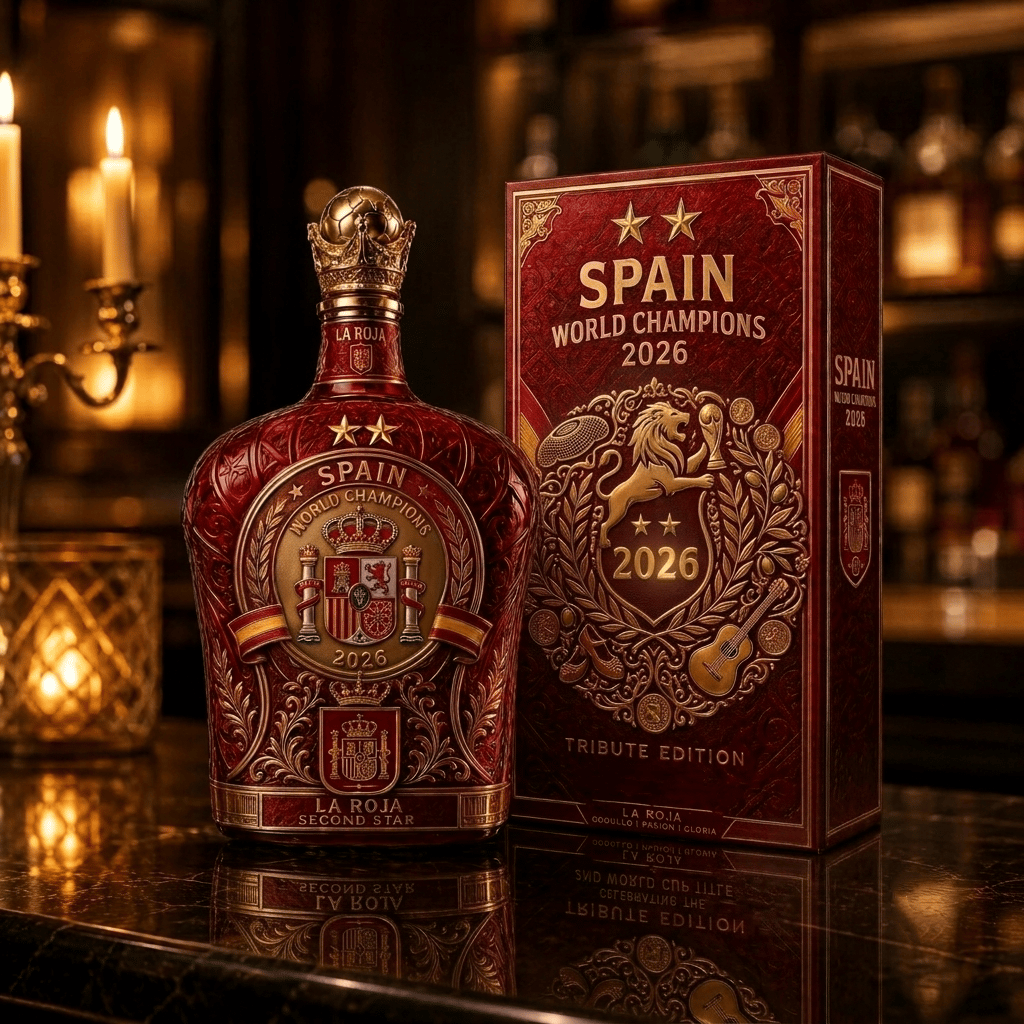 👑2026 Spain Second Star World Champions  Whiskey Bottle