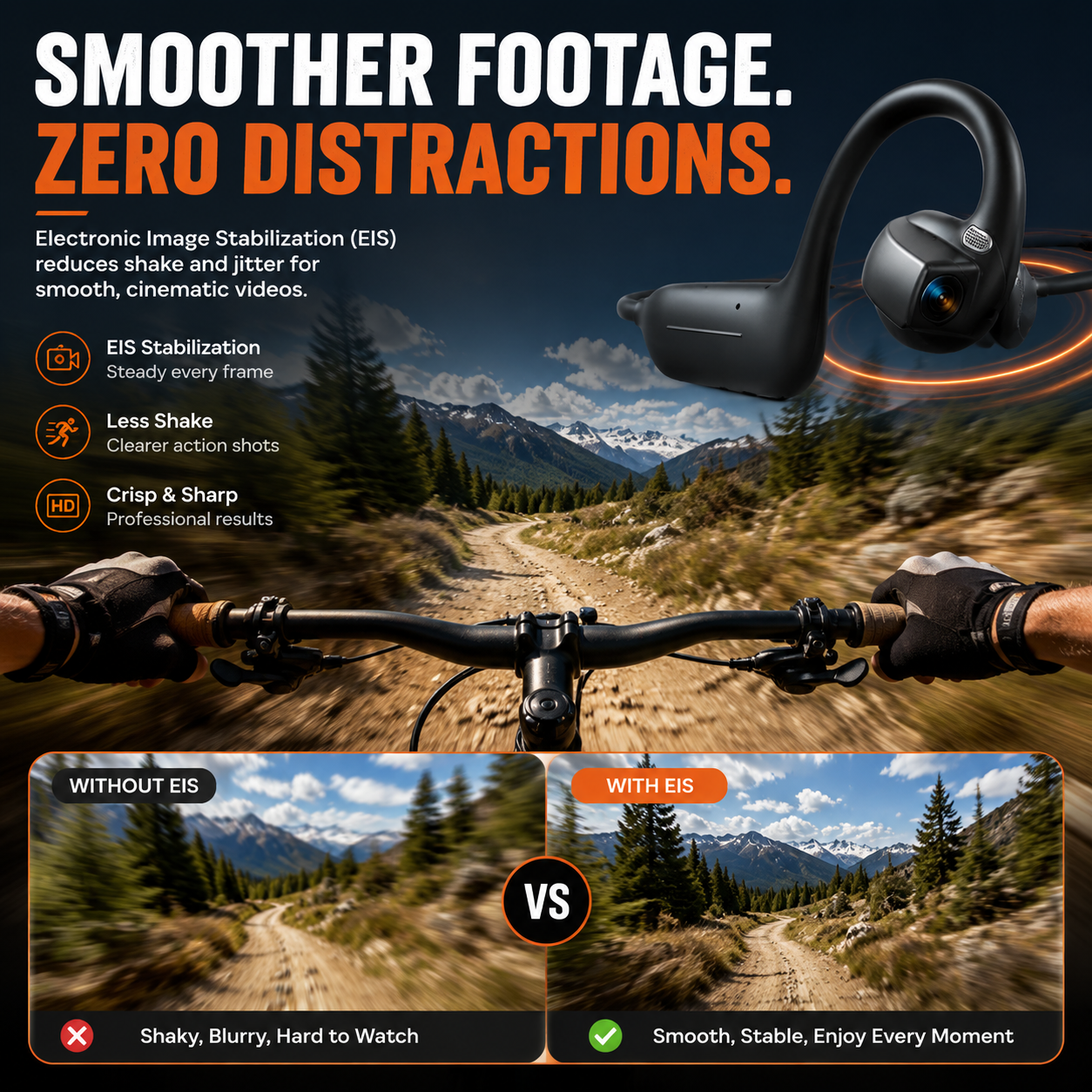 🎧👂Smart Earphones with 8MP Camera, Photos Video Recording, AI Translation & Motion Capture