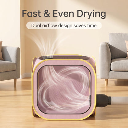 Foldable Dual-Vent Pet Dryer Box, Scratch Resistant Pet Drying Cage, Portable Pet Blow Dryer Tent for Home Bath Grooming SPA for Cats and Dogs