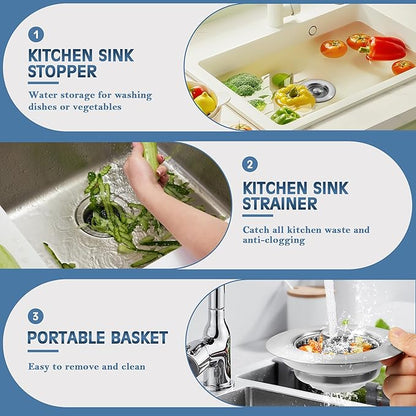 🔥Hot Sale 49% OFF- Upgraded 3 in 1 Kitchen Sink Drain Strainer