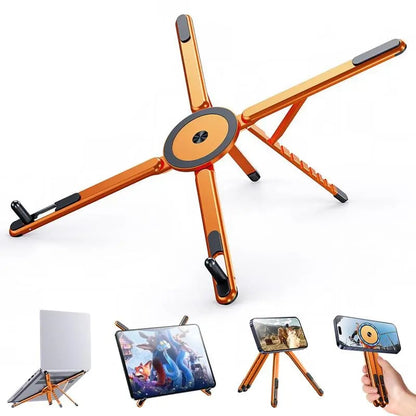 2-in-1 MagSafe Laptop Stand for Desk – Foldable Aluminum Computer Riser with Magnetic Phone Mount – Portable Holder Hub for MacBook, iPhone & iPad ✨🚀