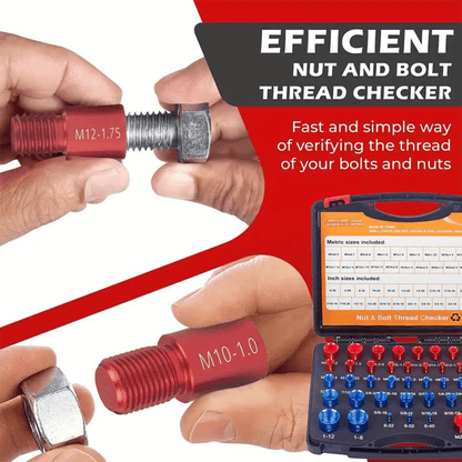 🔥 🔩44Pcs Alloy Nut & Bolt Thread Size Checker Kit