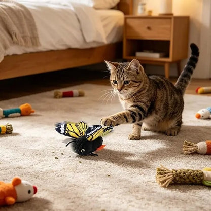 🦋 Fluttering Electric Butterfly Cat Toy | Interactive Moving Playmate for Indoor  Kitties