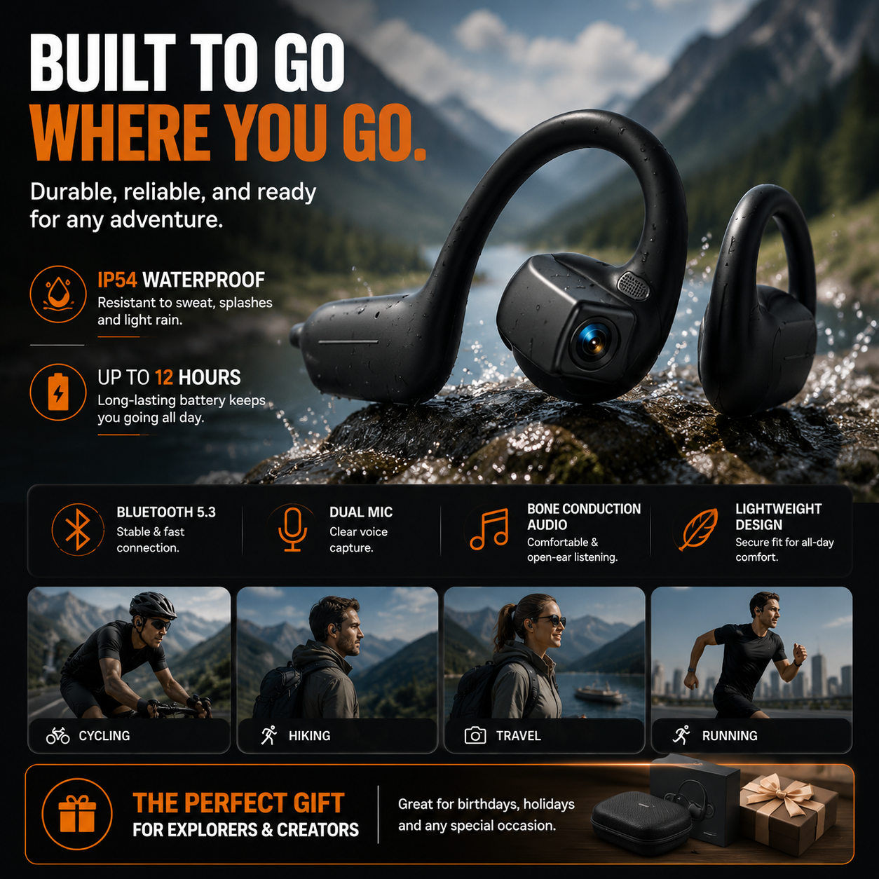 🎧👂Smart Earphones with 8MP Camera, Photos Video Recording, AI Translation & Motion Capture