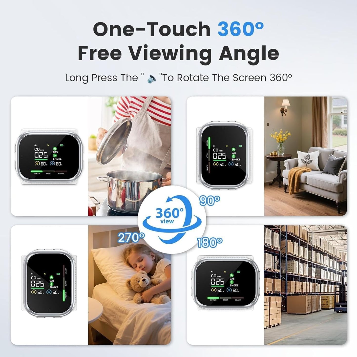 ⚠️Multi‑Function Home Safety Detector – CO, Gas, Smoke, Temperature & Humidity Monitor