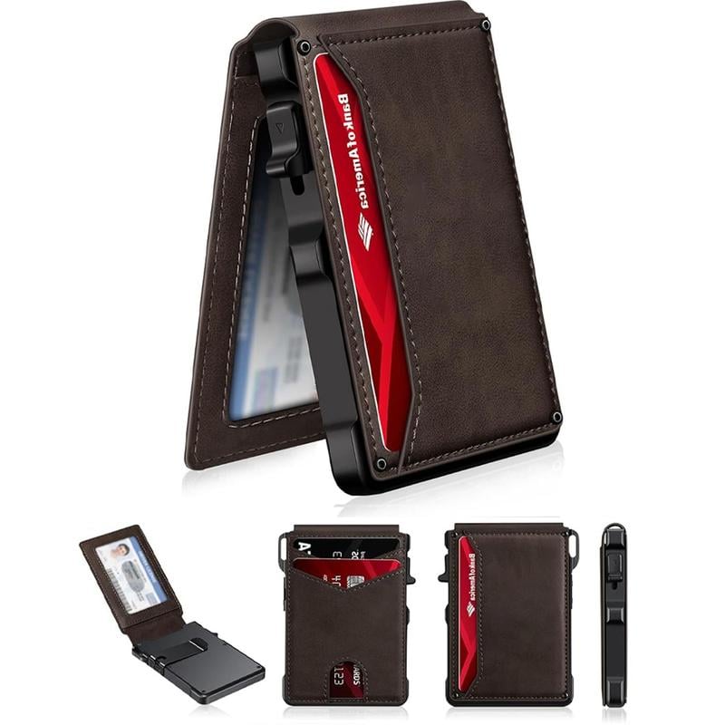 💼🔒Premium Aluminum RFID Blocking Men’s Minimalist Wallet — Pop‑Up Card Holder, Money Clip & ID Window