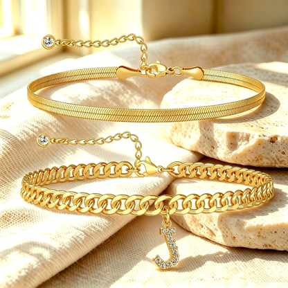 ✨ Gold Initial Anklet – 14K Gold Plated, Waterproof Adjustable Letter Pendant, Stackable Beach  Jewelry