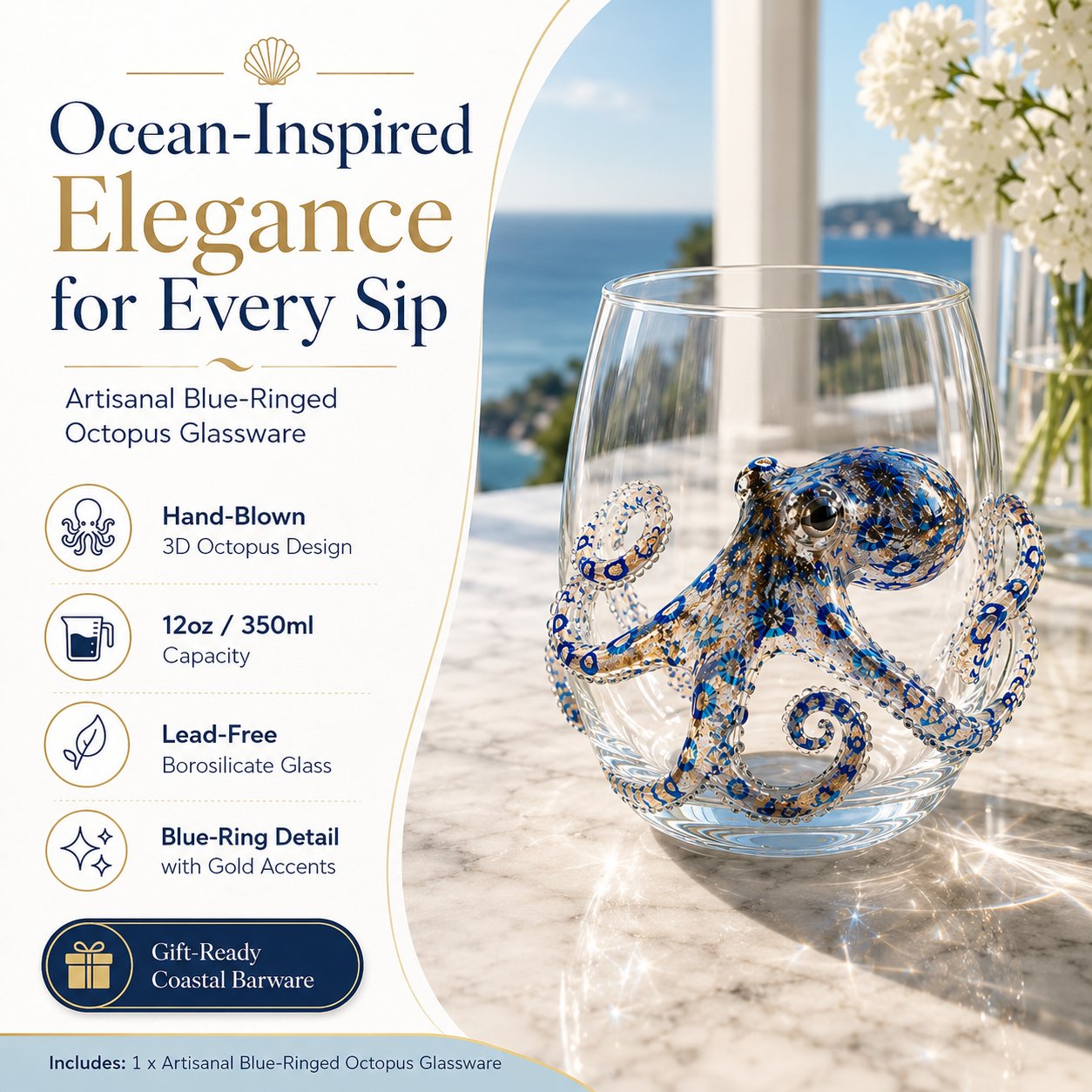 3D Ocean Animal Artisan Glassware Collection