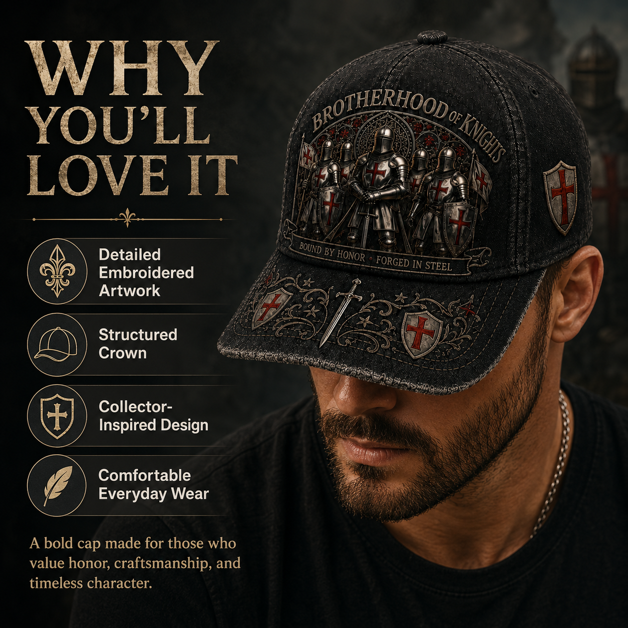 ⚔️ Bound By Honor, Forged In Steel – Knights Templar Cap