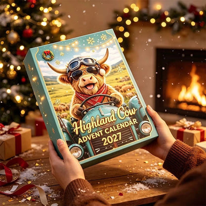 🐮 Highland Cow Advent Calendar 2027 | Cute 3D Highland Cow Mini Figurines Advent Box