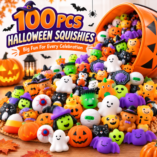 🎃100PCS Halloween Mochi Squishy Toys | Cute Sensory Toys, Halloween Party Favors & Goodie Bag Fillers