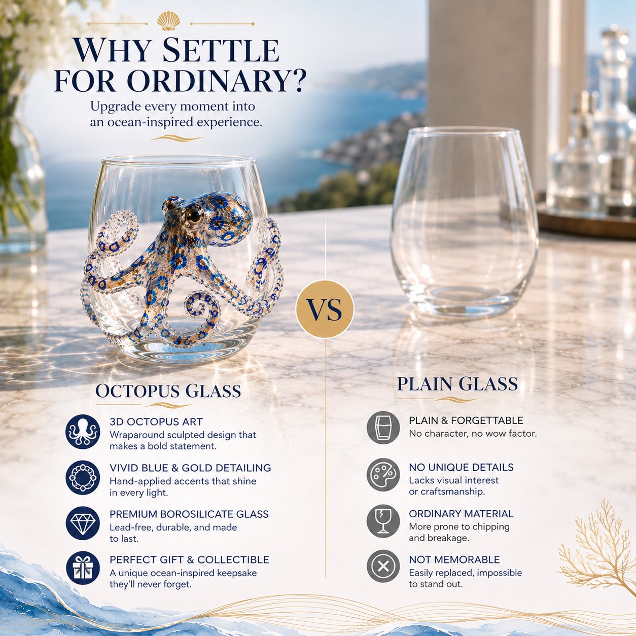 3D Ocean Animal Artisan Glassware Collection
