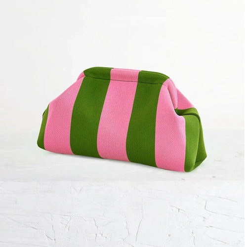 Women's Striped & Diamond Dot Cloud Crossbody Bag, Clip‑Top Closure Casual Handbag for Daily Use