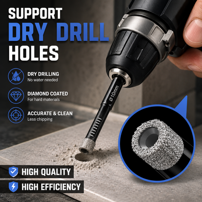 6 Pcs Diamond Drill Bits Set | Multipurpose Diamond Coated Drill Bit Kit for Glass Tile Stone