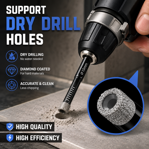 6 Pcs Diamond Drill Bits Set | Multipurpose Diamond Coated Drill Bit Kit for Glass Tile Stone
