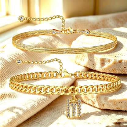 ✨ Gold Initial Anklet – 14K Gold Plated, Waterproof Adjustable Letter Pendant, Stackable Beach  Jewelry