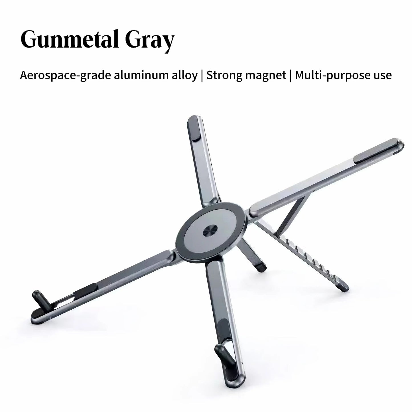 2-in-1 MagSafe Laptop Stand for Desk – Foldable Aluminum Computer Riser with Magnetic Phone Mount – Portable Holder Hub for MacBook, iPhone & iPad ✨🚀