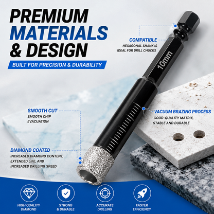 6 Pcs Diamond Drill Bits Set | Multipurpose Diamond Coated Drill Bit Kit for Glass Tile Stone