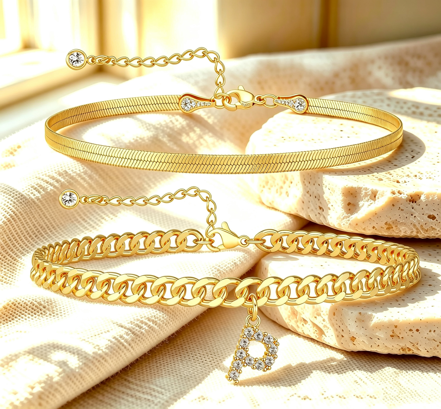 ✨ Gold Initial Anklet – 14K Gold Plated, Waterproof Adjustable Letter Pendant, Stackable Beach  Jewelry