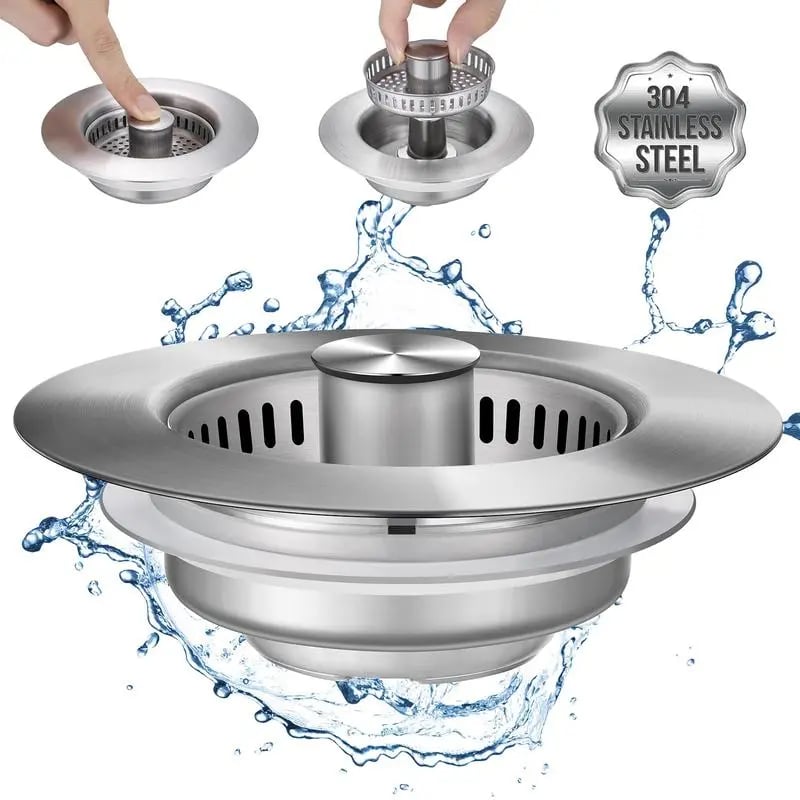 🔥Hot Sale 49% OFF- Upgraded 3 in 1 Kitchen Sink Drain Strainer