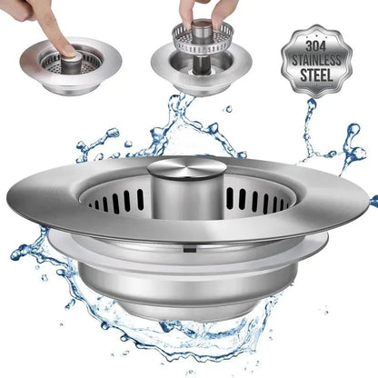 🔥Hot Sale 49% OFF- Upgraded 3 in 1 Kitchen Sink Drain Strainer