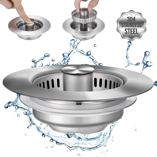 🔥Hot Sale 49% OFF- Upgraded 3 in 1 Kitchen Sink Drain Strainer