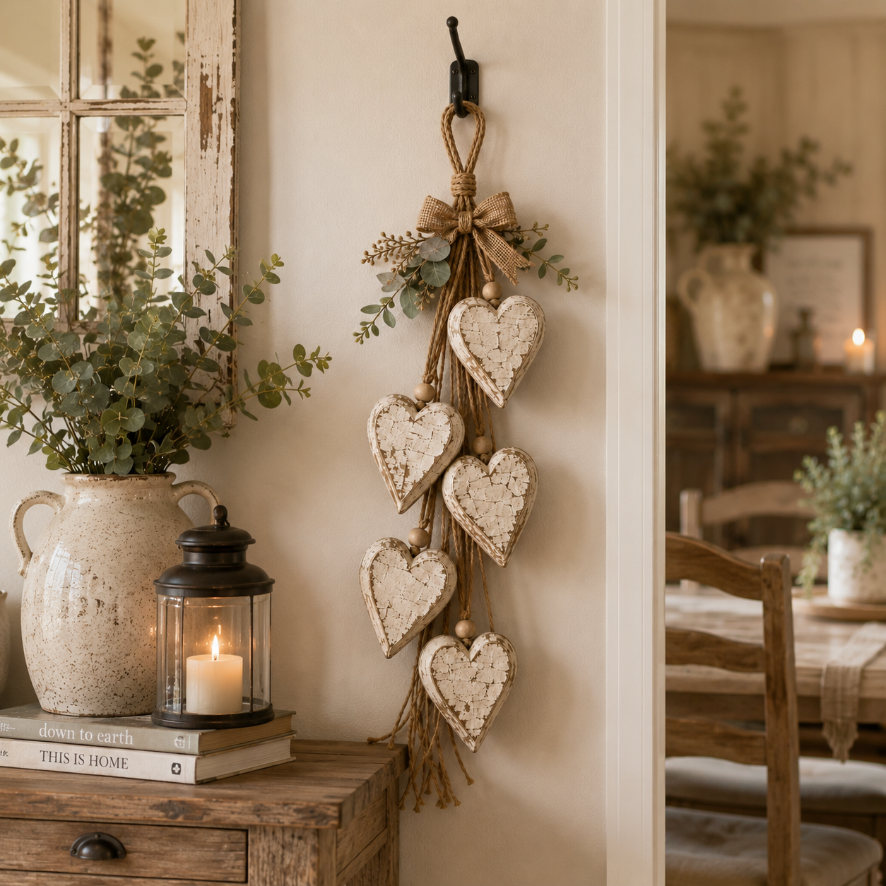 🤎 Hanging Heart Wall Decor | Romantic Heart‑Shaped Wall Hanging Ornament