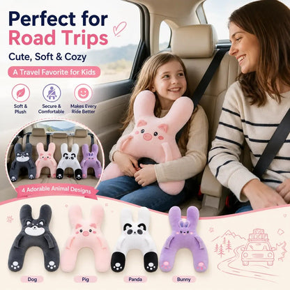 🐷Kids Car Neck Pillow - Soft Plush Pig Design, Car Seat  Attachment