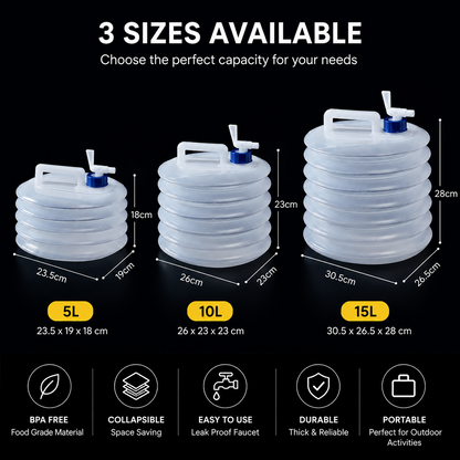 ⏰ Last Day Sale | 🏕️ Foldable Camping Water Container – 5L/10L/15L Portable Water Bucket