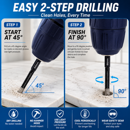 6 Pcs Diamond Drill Bits Set | Multipurpose Diamond Coated Drill Bit Kit for Glass Tile Stone