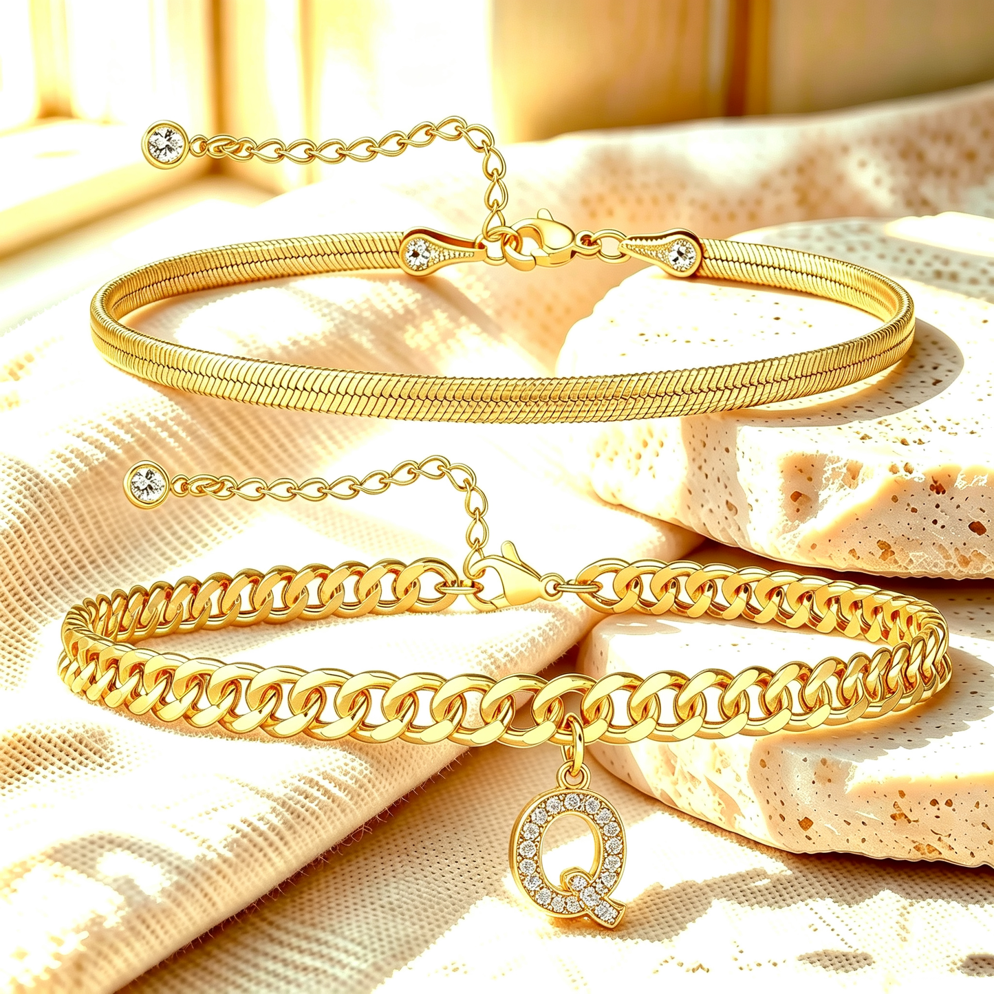 ✨ Gold Initial Anklet – 14K Gold Plated, Waterproof Adjustable Letter Pendant, Stackable Beach  Jewelry