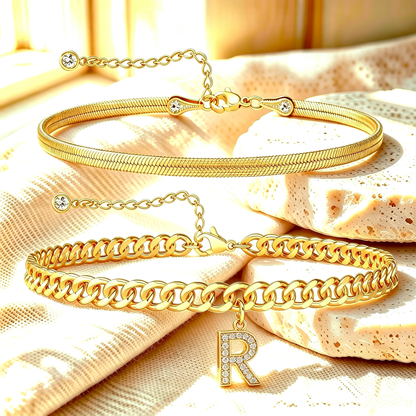 ✨ Gold Initial Anklet – 14K Gold Plated, Waterproof Adjustable Letter Pendant, Stackable Beach  Jewelry