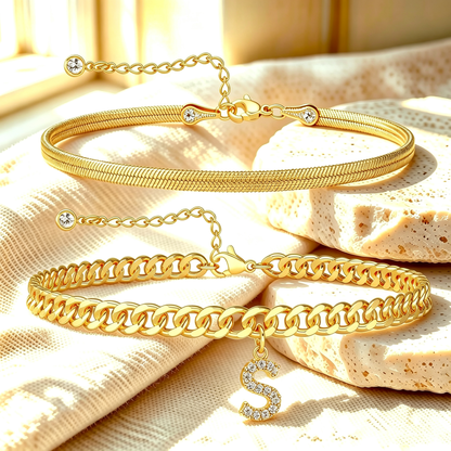✨ Gold Initial Anklet – 14K Gold Plated, Waterproof Adjustable Letter Pendant, Stackable Beach  Jewelry
