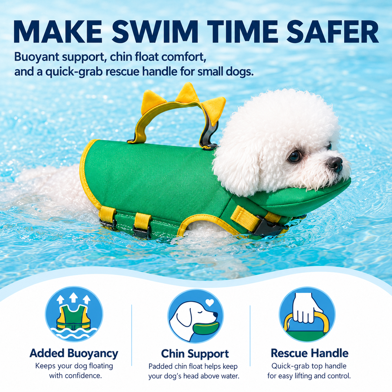 💦Summer Limited‑Time 50% OFF, Premium Dog Life Vest, Adjustable Pet Flotation Safety Vest for Swimming  & Boating
