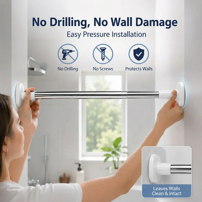 🏠 Drill-Free Adjustable Tension Rod – Expand Storage Without Wall Damage ✨