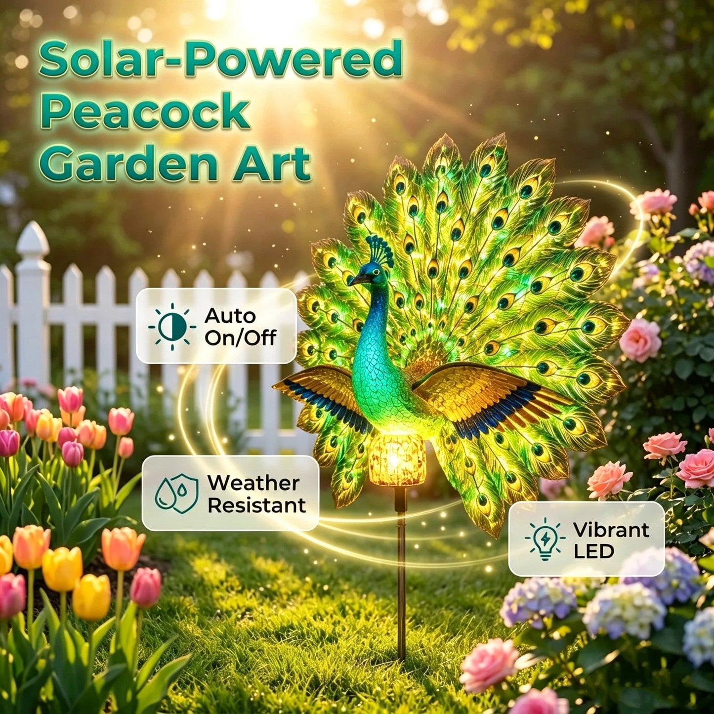🔥 Last Day 58% OFF 🦚 Animated Solar Peacock Garden Sculpture