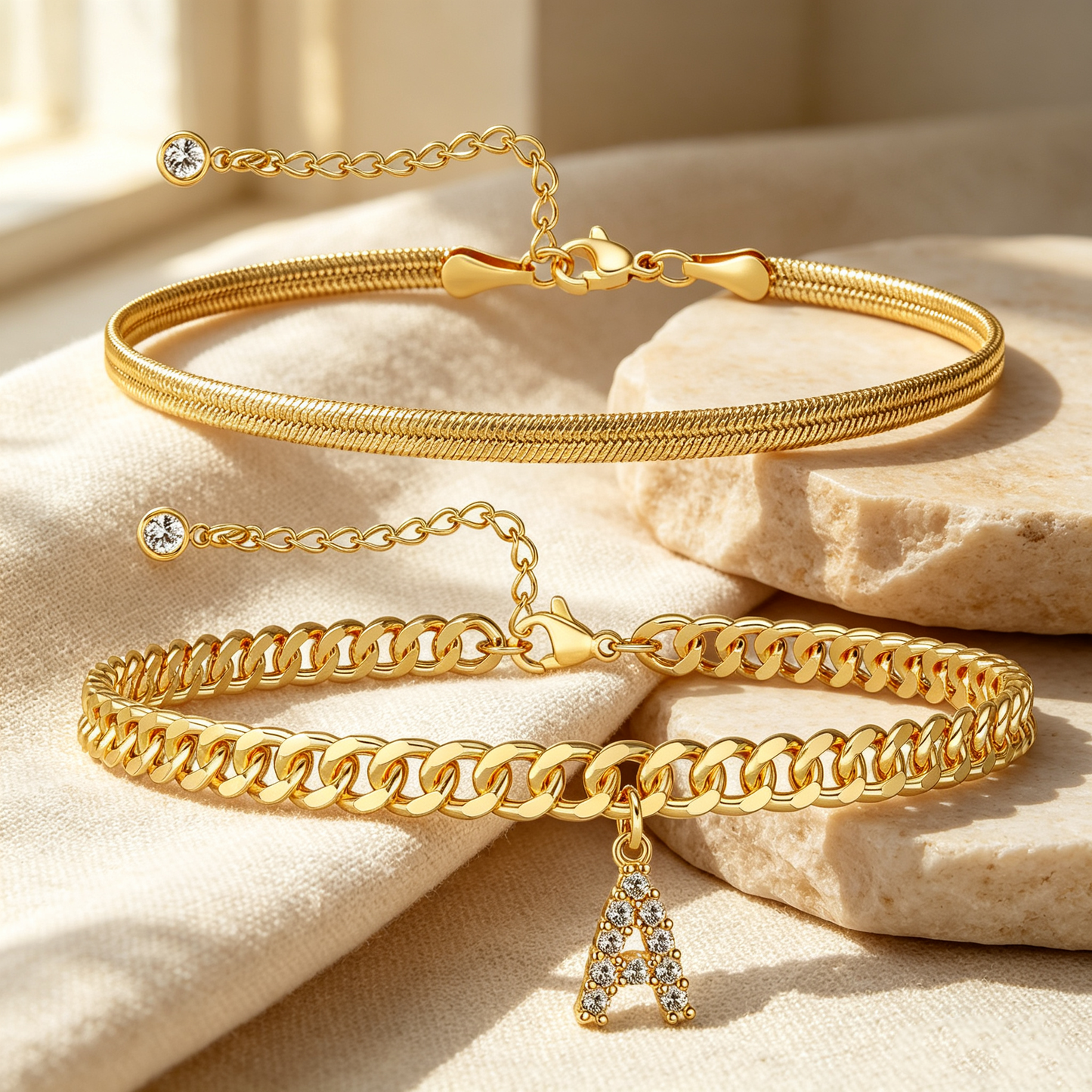 ✨ Gold Initial Anklet – 14K Gold Plated, Waterproof Adjustable Letter Pendant, Stackable Beach  Jewelry