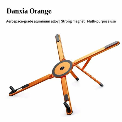 2-in-1 MagSafe Laptop Stand for Desk – Foldable Aluminum Computer Riser with Magnetic Phone Mount – Portable Holder Hub for MacBook, iPhone & iPad ✨🚀