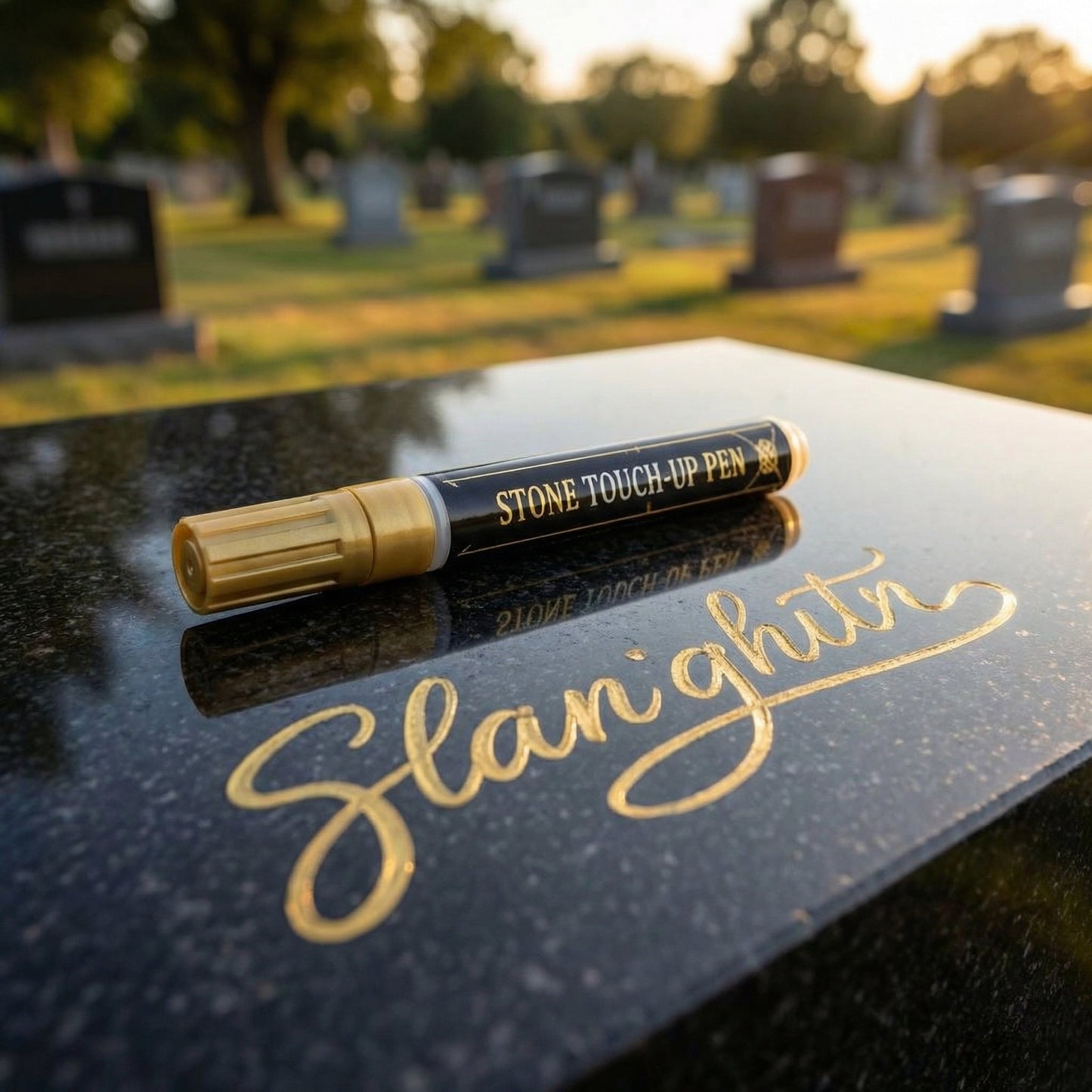 🔥HOT SALE🕊️Golden Tombstone Marker Pen, Waterproof Weather‑Resistant Pen for Restoring Faded Grave Inscriptions
