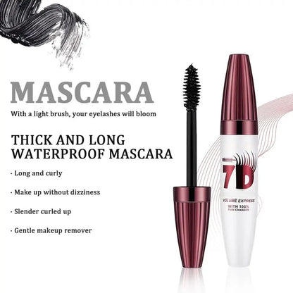 7D Waterproof Mascara - 24H Long Lasting Volume & Curl, Smudge-Proof Lift for Natural False Lash Look