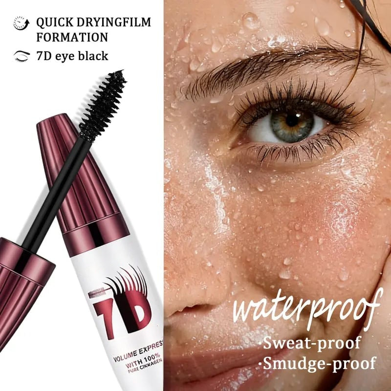 7D Waterproof Mascara - 24H Long Lasting Volume & Curl, Smudge-Proof Lift for Natural False Lash Look